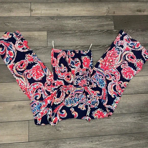 Lilly Pulitzer Jumpsuit XSmall Halibut FARRAH Strapless Wide Leg Pants Strapless - Picture 9 of 9